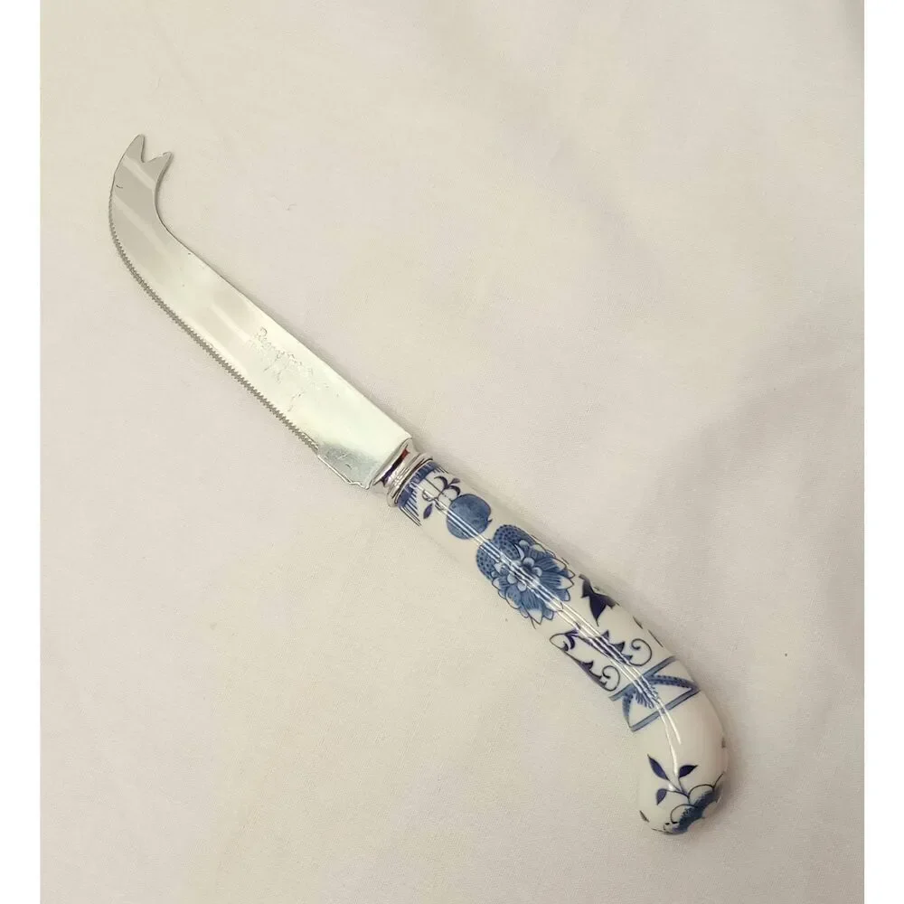 Regency Sheffield England porcelain, prill, blue onion cheese knife